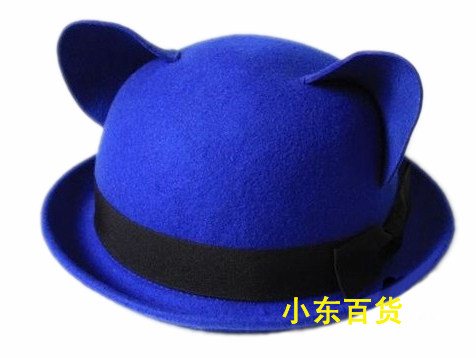 韩国版立体猫耳朵圆顶小礼帽
