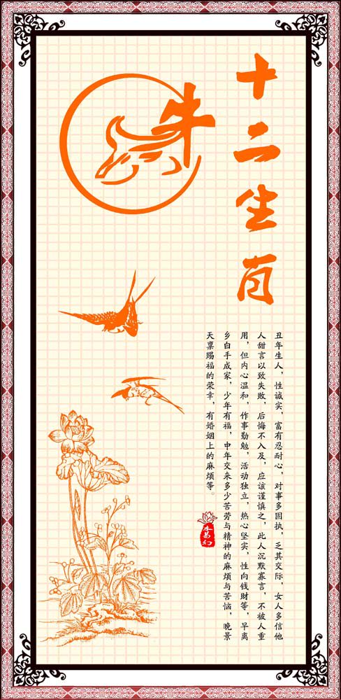 703海报印制展板写真喷绘素材313十二生肖牛年出生性格解读