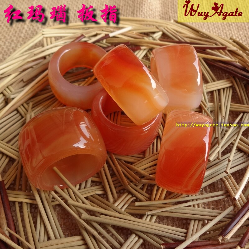 巴西纯天然红玛瑙戒指/指环复古扳指男士半宝石宫廷内径22-23mm