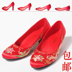 龙凤绣花鞋龙凤鞋龙凤褂鞋旗袍鞋古典婚鞋红色结婚鞋新娘鞋 包邮