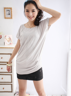 6223浅灰色2020夏装新款百搭休闲女装/简约纯色气质韩版 短袖t恤