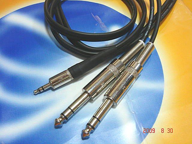 定制choseal/秋叶原3.5小三芯转双trs6.35电子琴音频线纯铜 3米