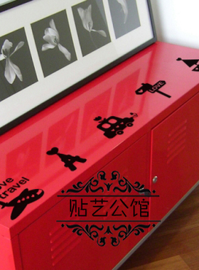 韩式卡通风格墙贴橱柜玻璃卧室儿童房店铺腰线装饰 P-183 爱之旅