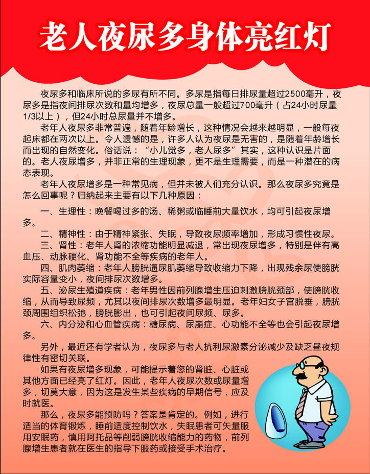 639海报印制海报展板素材807老人健康知识夜尿身体亮红灯