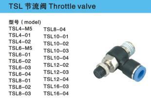 气动接头-SL节流阀 SL6-M5 5MM口径 插6MM管