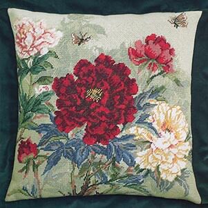 DMC法国十字绣套件水墨牡丹中国风系列可做抱枕也可挂画精准印花