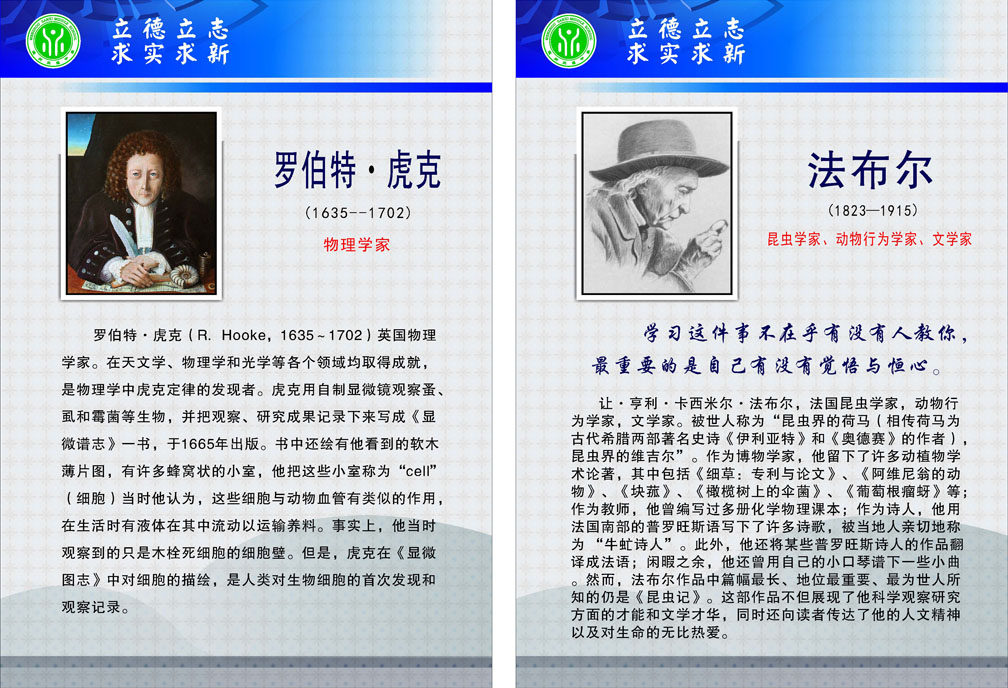 706海报印制展板157科学名人生物学家简介罗伯特虎克法布尔
