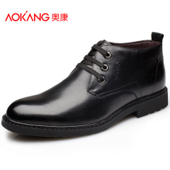 Aucom business-high shoes in men's shoes men's leather head warm and comfortable winter shoes Hi shoes