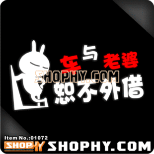 汽车踏板车贴纸3M反光贴01072车与老婆恕不外借