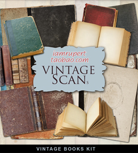 剪贴PNG素材 欧式复古怀旧侵染日记本书书本课本图片装饰素材Y510