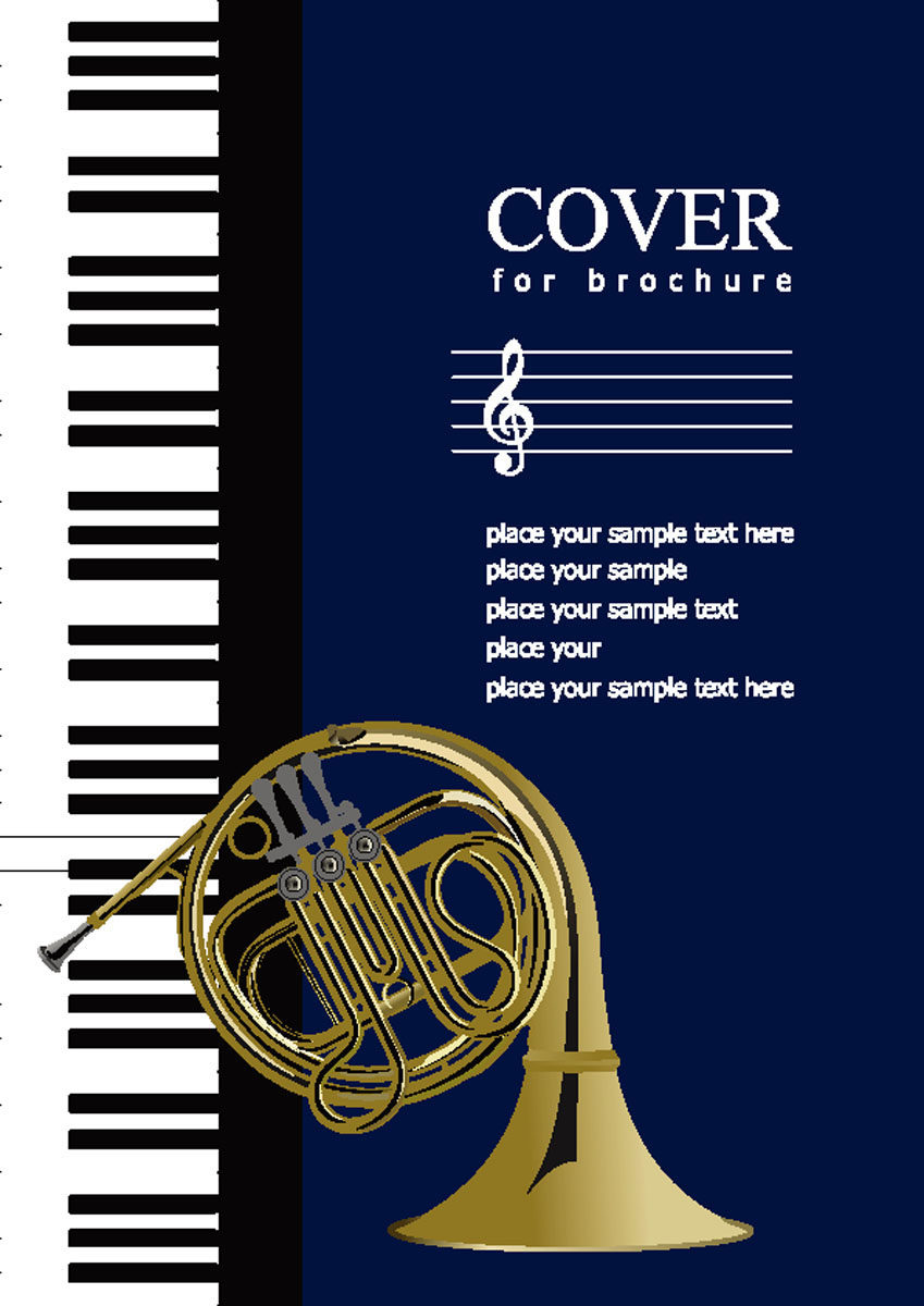 537海报印制海报展板素材20圆号钢琴音乐背景 个性定制