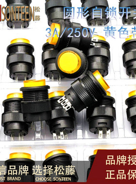 带灯自锁开关按钮开关/R16-503AD 圆形16MM 3A/250V黄色(5个)