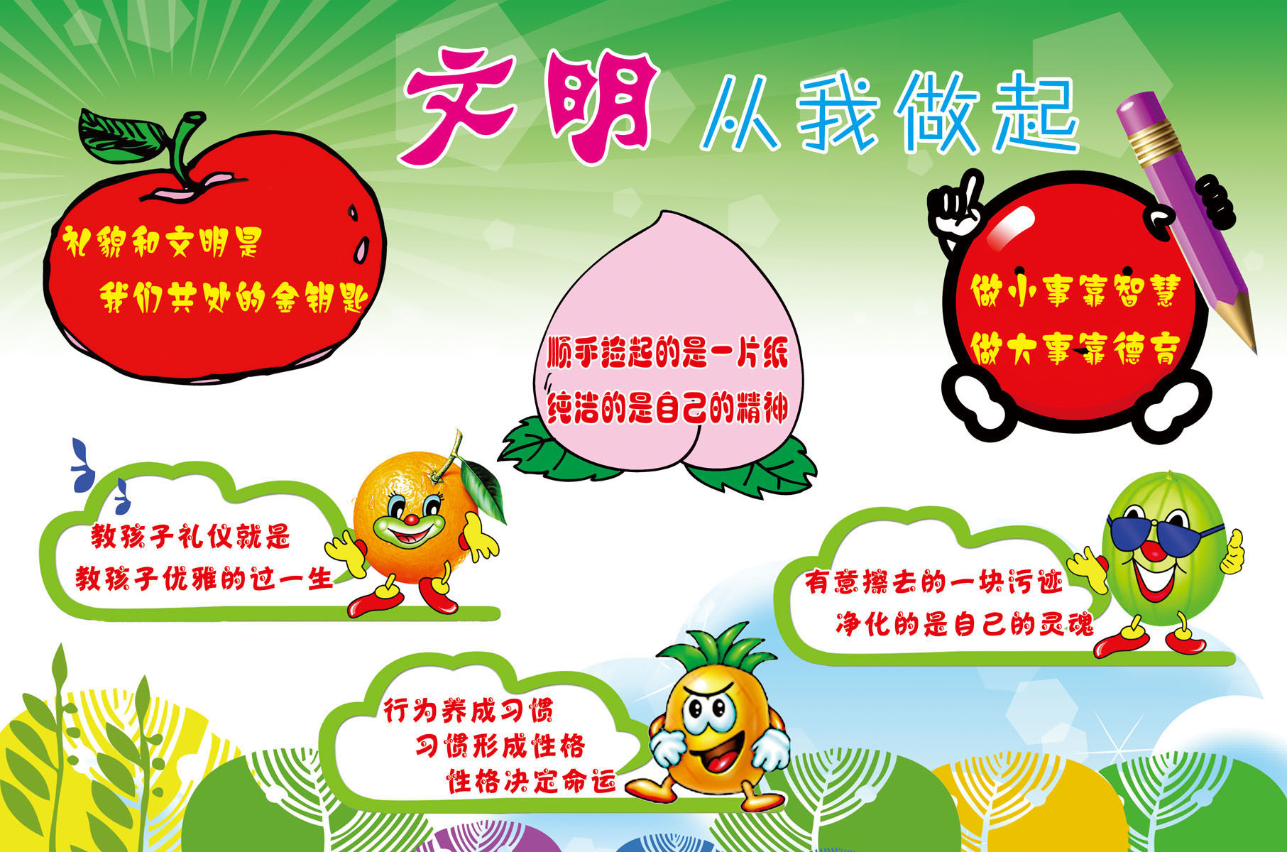 631海报印制海报展板素材341小学校园文明从我做起宣传画