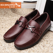 Red Dragonfly genuine leather men's shoes new Korean version of casual comfort wear men's shoes fashion flat shoes