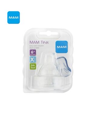 MAM宽口径防胀气丝感硅胶奶嘴十字口(X型)双只装6个月以上奶瓶奶
