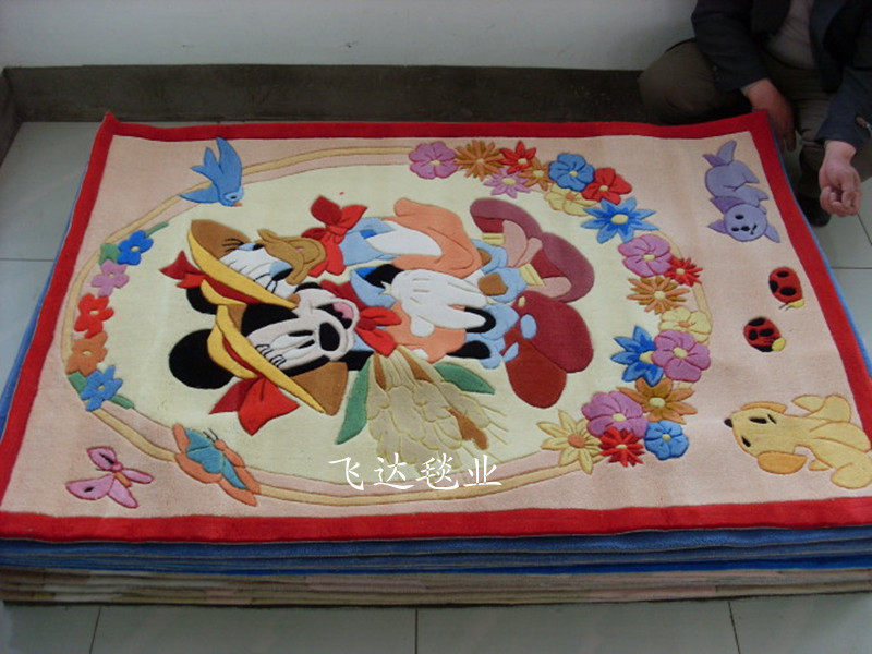 儿童房地毯男孩房床边小孩地中海手工混纺满铺女孩动漫宝宝房地毯