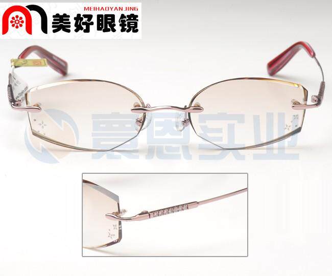 美好眼镜 正品YEIN韩国魅影无框切边镶钻近视眼镜NO.820 高档女款