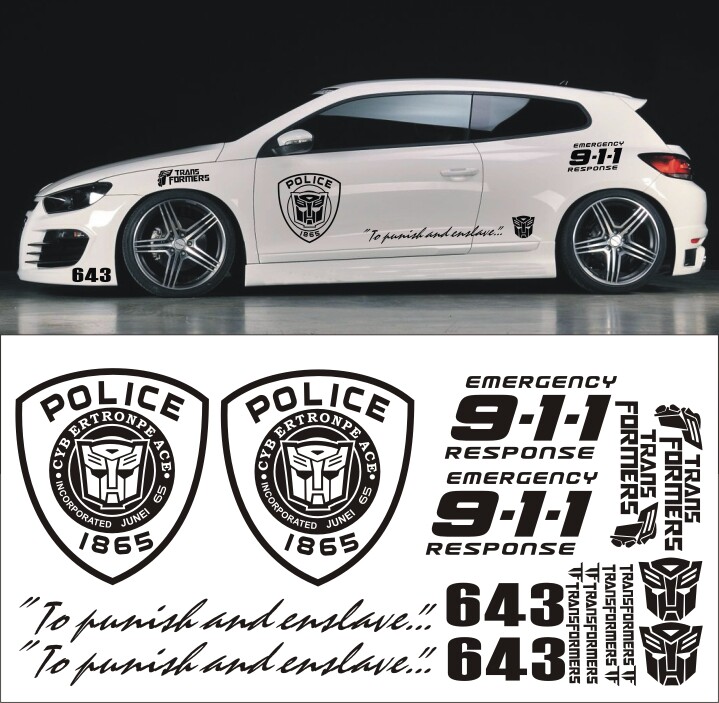 包邮 汽车改装变形金刚车贴 911贴纸 狂派博派车贴 全车装饰贴