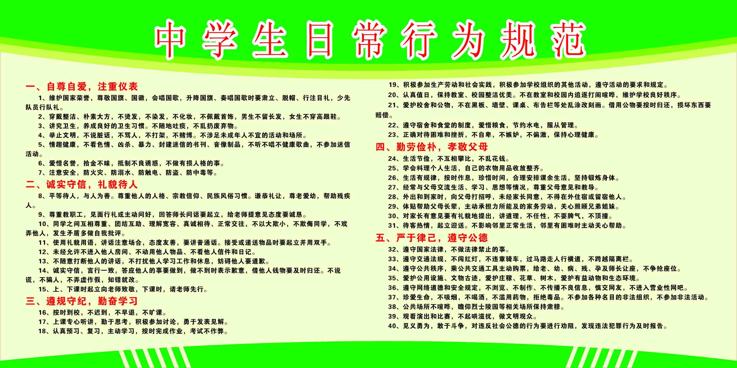海报印制209海报展板素材(制作)4292中学生日常行为规范