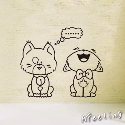 可爱风猫咪客厅卧室玻璃门墙贴纸