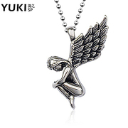 YUKI retro Europe pendant necklace jewelry men''s jewelry angel wing fashion necklace birthday gift man