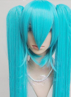 vocaloid初音MIKU蓝色1米分体双马尾cos假发 高温丝cosplay造型假