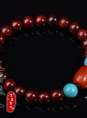 女士古董紫檀时尚风蜜蜡手串