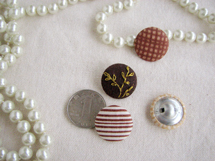 【同伴】可爱小格子 DIY服装纽扣辅料/衬衣扣 布包扣 纯棉面料棕