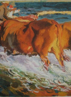 装饰画 客厅 欧式珂罗版印象油画 巴斯蒂达牛群 .午后斜阳50*70cm