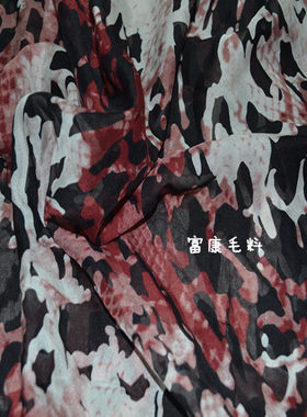 高档真丝雪纺布料 豹纹花真丝纱丝绸布料 服装衣服 围巾面料布匹