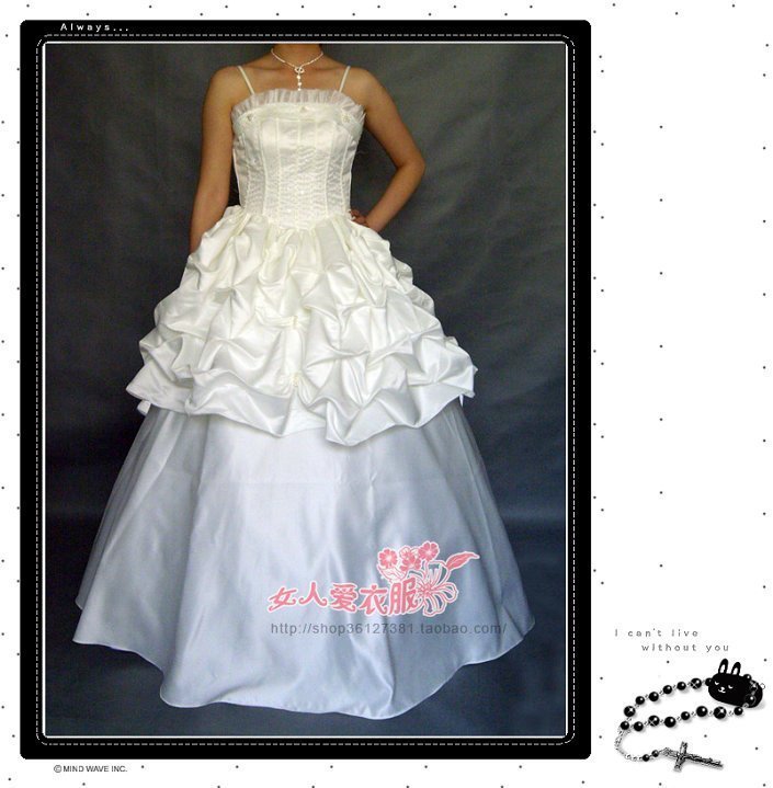 白缎面百褶钉珠装饰新娘结婚吊带婚纱|msdalam kategori Butik wanita / wanita, perkahwinan/Cheongsam/pakaian, pakaian/malam - dari Buy2taobao.com untuk memberikan perkhidmatan ejen Taobao profesional membeli