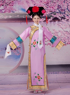清朝格格服古装宫廷服饰秋款满族服装女公主演出服花盆鞋清宫服装
