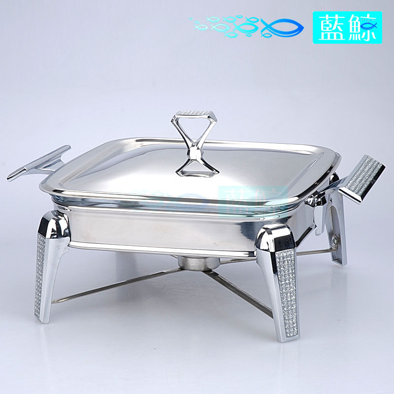 蓝鲸耐高温玻璃鱼炉固体酒精炉银色方形蜡烛加热保温小型自助餐炉