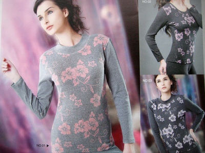 弹力棉提花时尚高领内衣套装