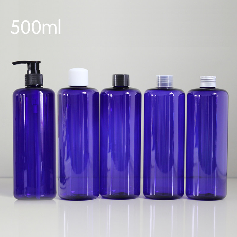500ml 圆形pet 塑料瓶 蓝色乳液瓶 纯露瓶 洗发水瓶