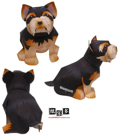 纸乐多 3d立体纸模型约克夏犬纸模动物宠物纸模型手作手工益智