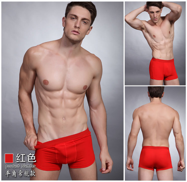 高档竹纤维男内裤 U凸中腰平角裤竹纤维纯色抗菌 星期内裤501