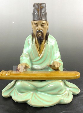 品客厅人物新中式摆件弹琴