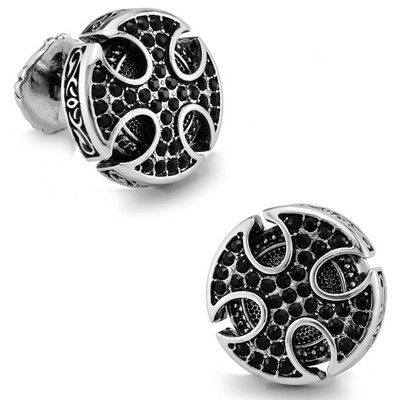 斯巴达复古镀白金手工男士袖扣