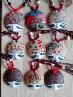 原创景德镇陶瓷脸谱娃娃头手工项链 长款女文艺清新 个性脸谱饰品