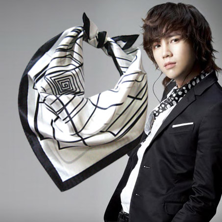 正品杭州职业商务男女黑白小方巾