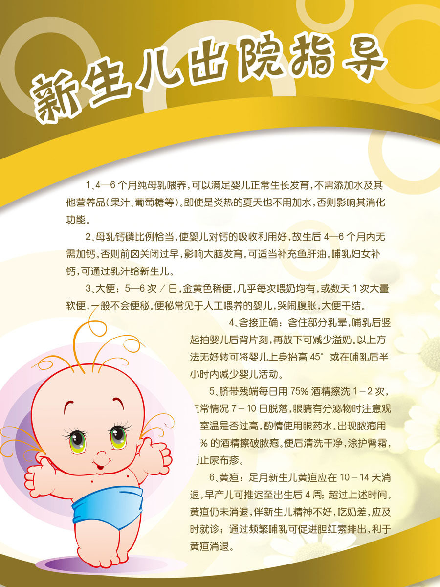 海报印制208海报展板素材(制作)833孕产妇知识-新生儿出院指导