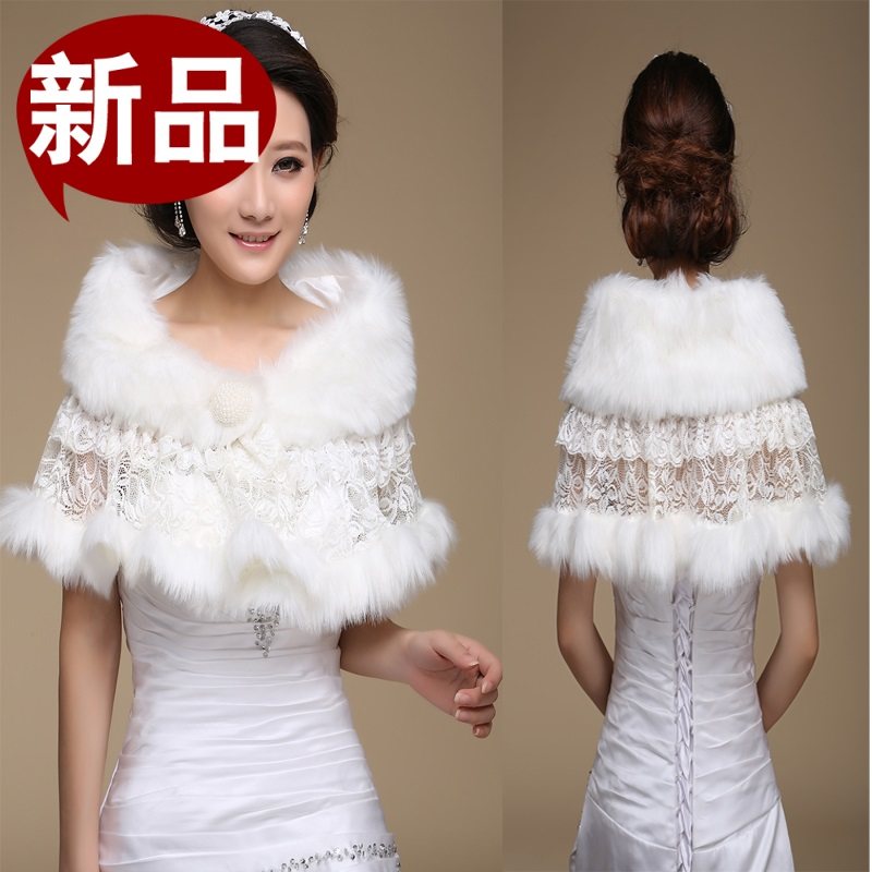 2016新款毛披肩婚纱披肩礼服旗袍伴娘结婚外套新娘披肩白色秋冬季