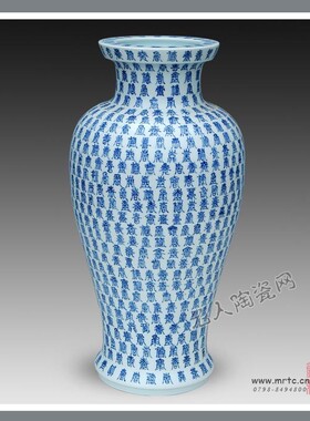 景德镇仿古青花 官窑礼品瓷 陶瓷收藏 仿清康熙青花百寿瓶