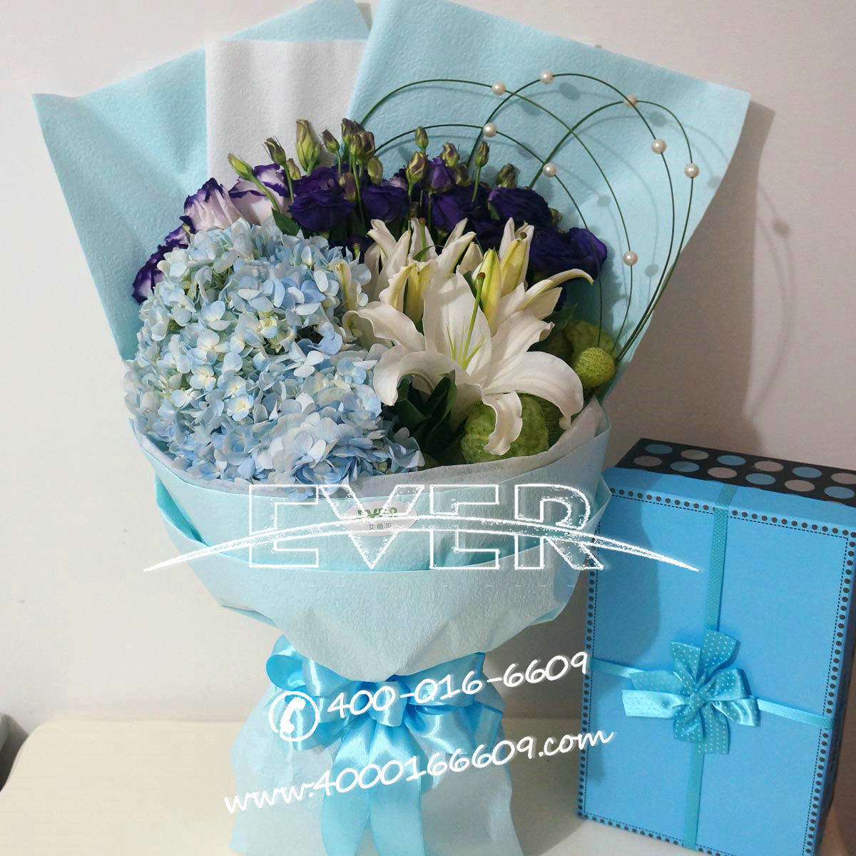 Beijing flower Express delivery 6 Lily Highland Hydrangea F387 Beijing flower express birthday flower flower expressin the Flower delivery/Flowers simulation/Plants gardening , Flower delivery(City)  category - from Buy2taobao.com to provide professional Taobao agent buy service