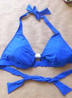 W1228 欧美原单 蓝色大尺码性感比基尼上衣 内附垫子 95D 100B~C