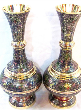 印度传统手工艺品直销印度铜雕花瓶16英寸聚宝瓶工艺礼品YT297