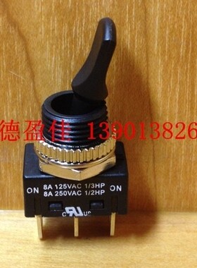 台湾新进SCI 钮子开关单路3脚2档大扁黑柄摇臂乒乓开关R13-412C