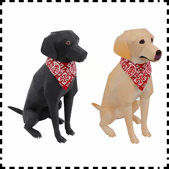 拉布拉多寻回犬 纸模型 动物模型 少儿手工diy 学校作业 亲子活动