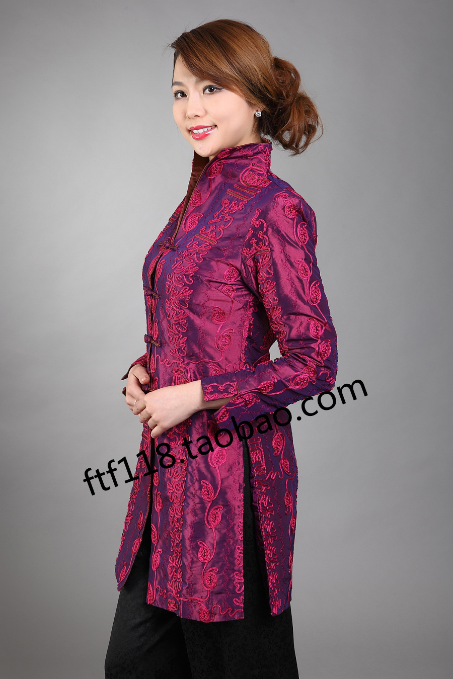 米尼也品牌女士唐装民族服装中式上衣长款风衣中老年秋冬长袖外套